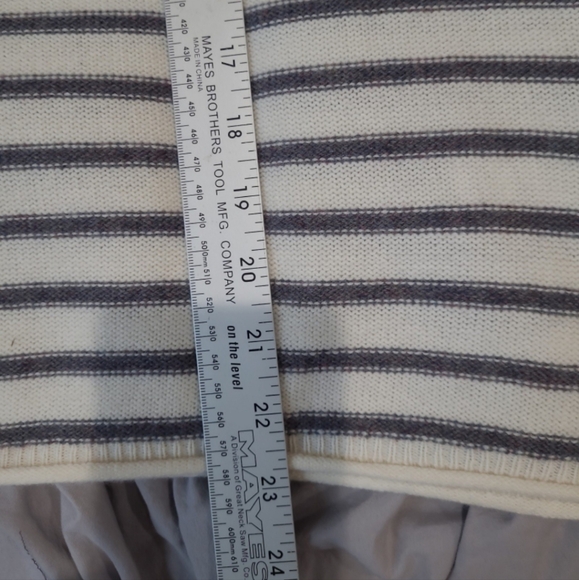 Madewell Women's SZ Med. Merino Wool Blend Mock neck blue ivory sweater coastal - Picture 8 of 10